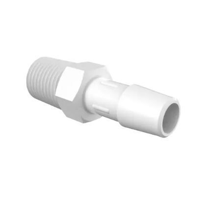 Adapter 1/4 NPT Thread x 3/8 Barb in Non-Animal Derived Polypropylene