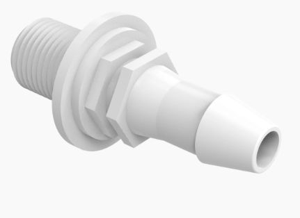 Panel Mount 1/4-28 UNF Thread x 3/16 Barb Natural Nylon
