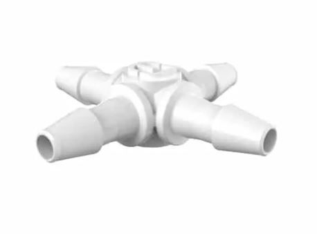 Cross 1/16 Barb in White Polypropylene