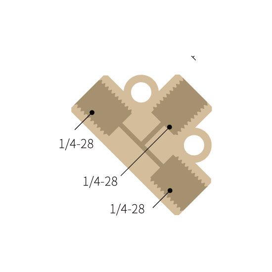 PEEK T-Adapter mit 3 * 1/4-28 UNF Innengewinde – 0,8mm Kanaldurchmesser