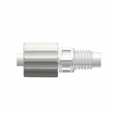 Male Luer with Rotating Lock Ring and 5/16 Hex to 1/4-28 UNF Bottom Sealing Thread, White Nylon over Animal-Free Polypropylene
