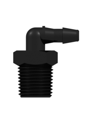 Threaded NPT Fitting 1/8-27 NPT Thread Elbow to Barb, 1/8