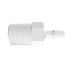 Adapter 1/4 NPT Thread x 3/16 Barb in White Polypropylene